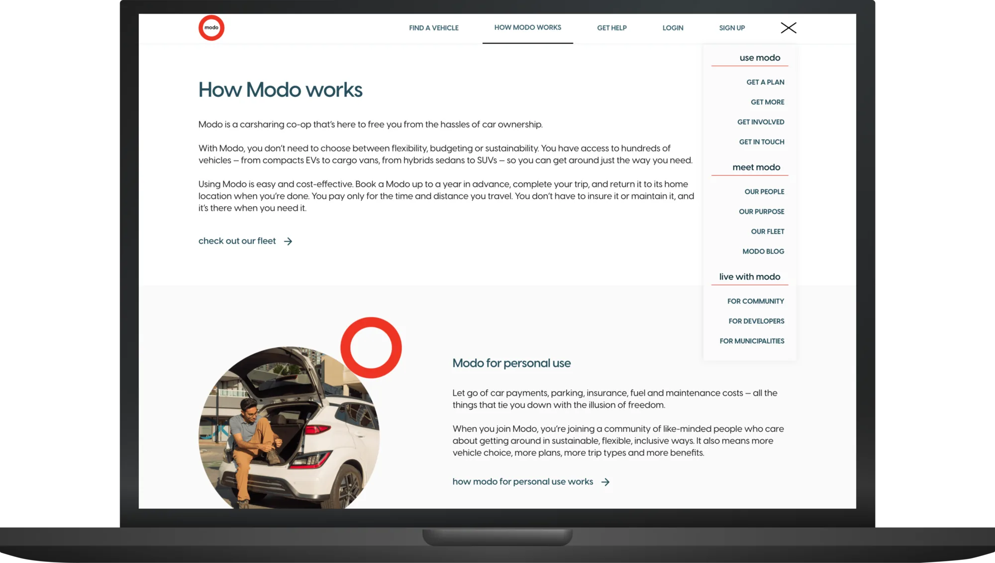 The new navigation open over the homepage