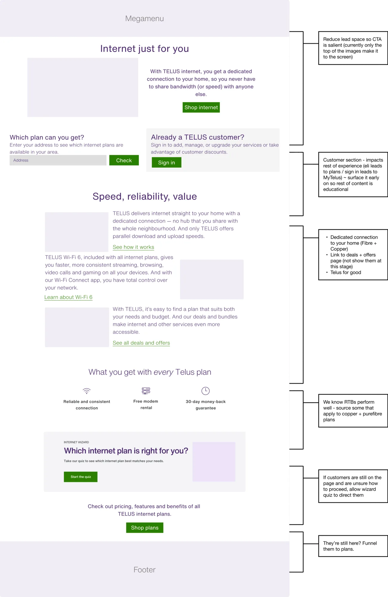The restructured plans page