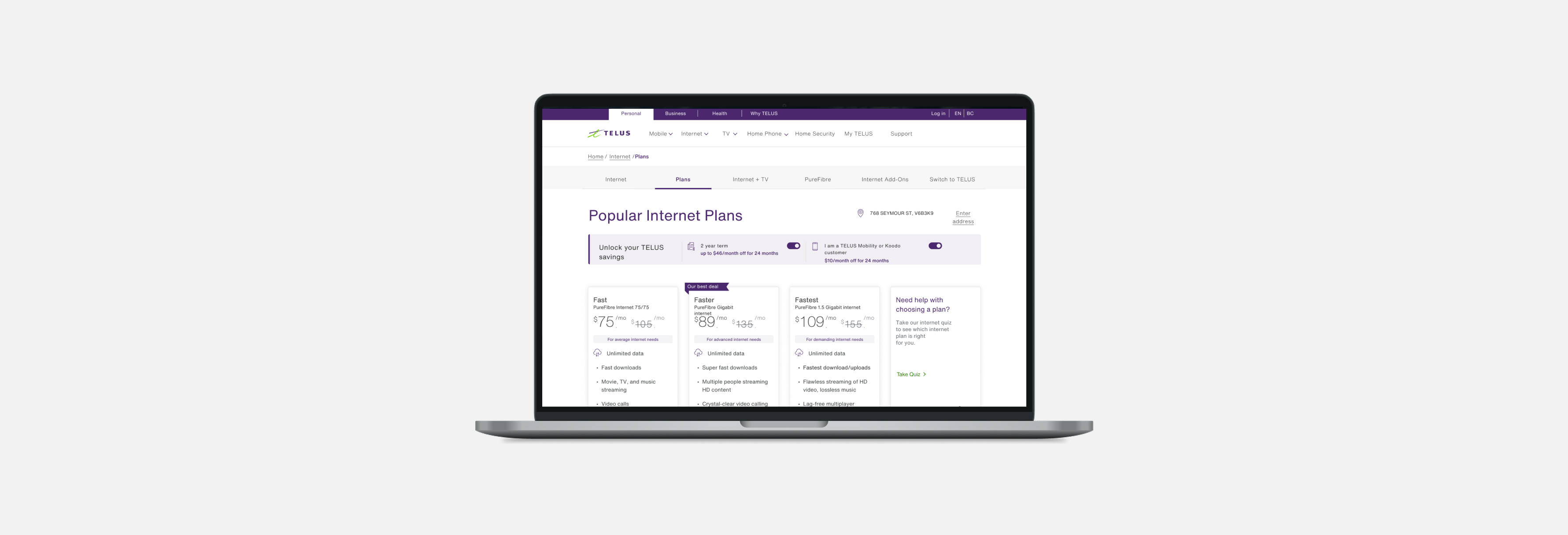 Telus Internet Sales redesign